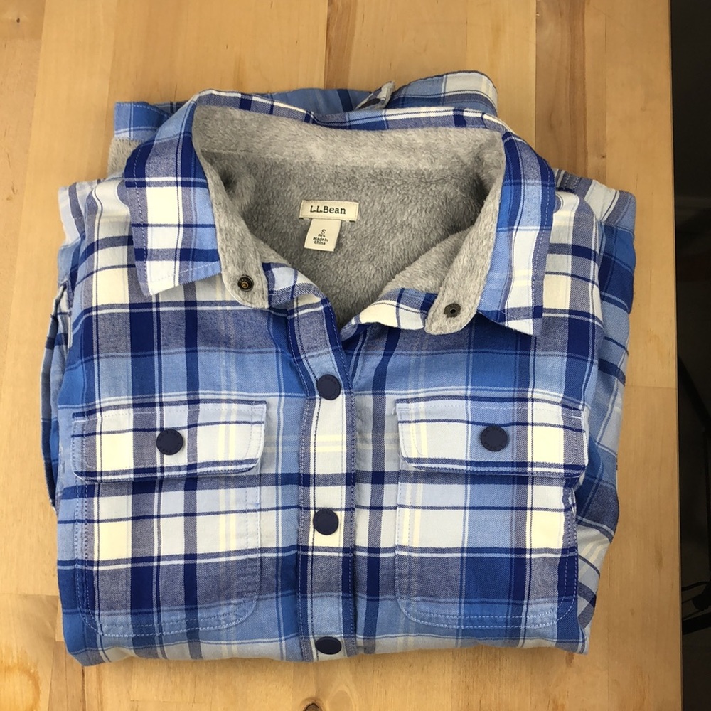 L L Bean blue button down shirt